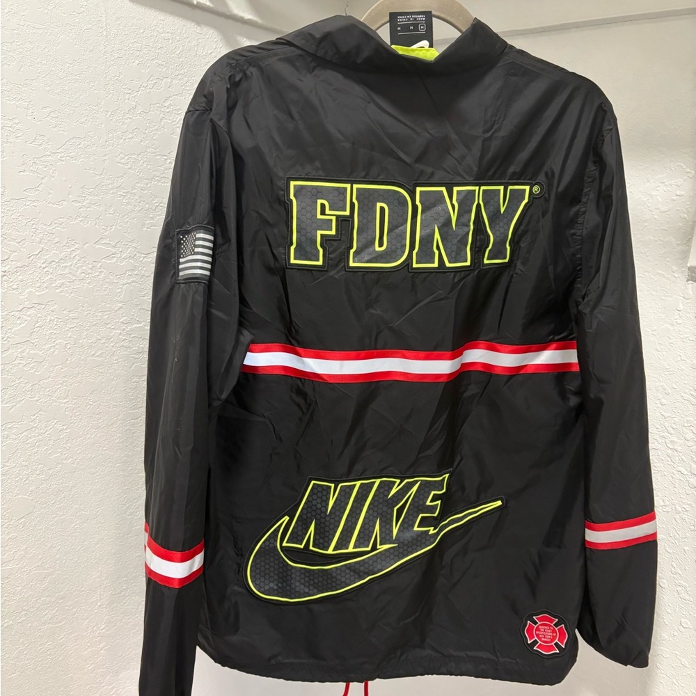 Nike FDNY Black Jacket with Red and Neon Yellow Highlights